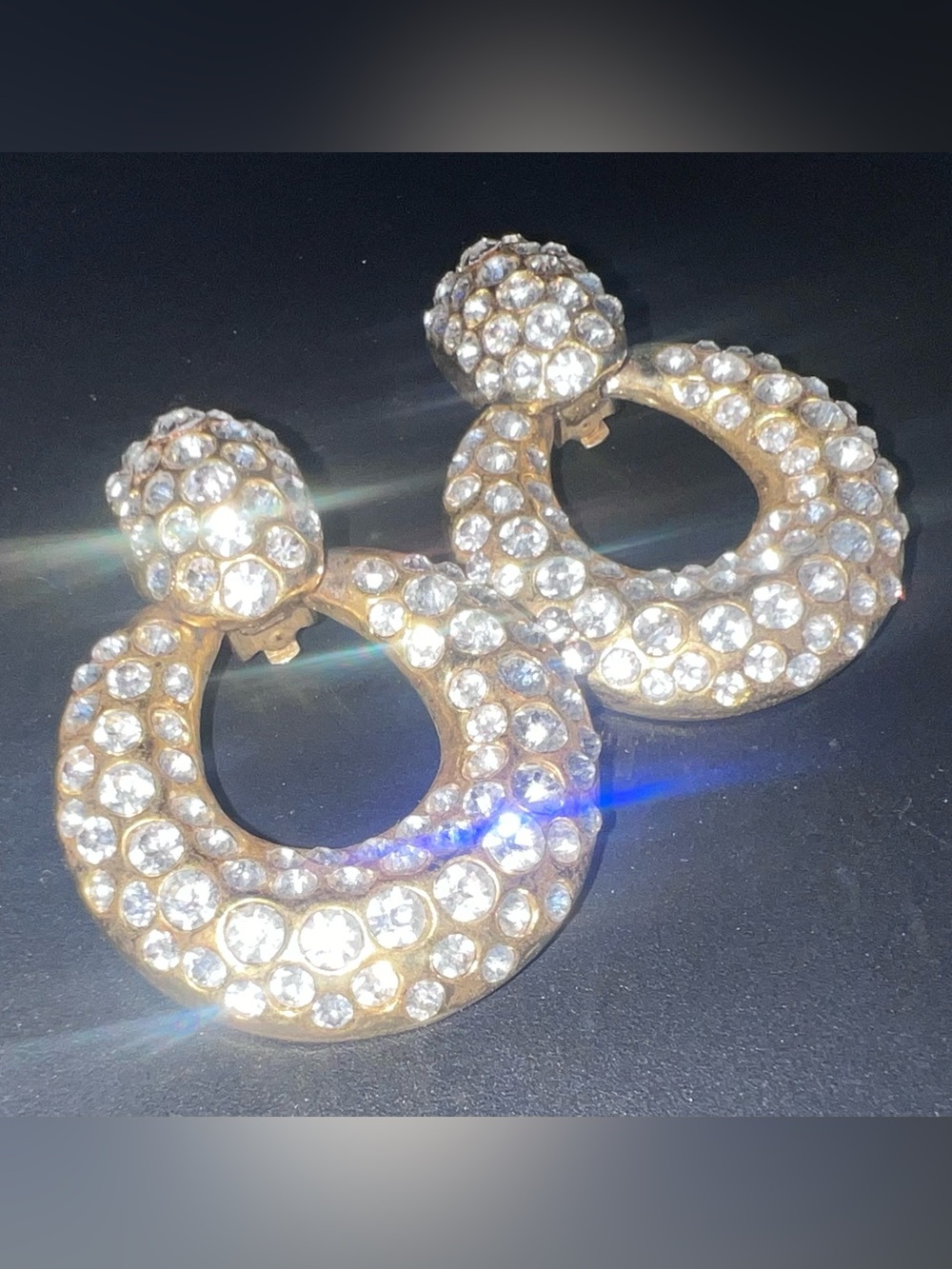 Gold-Tone Crystal Hoop Drop Earrings - Women's Jewelry - Picture 3 of 3